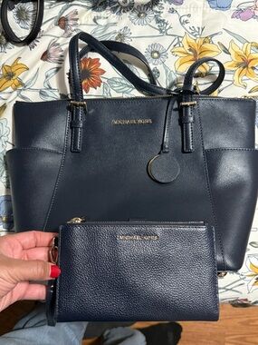 Michael Kors Navy Saffiano Tote with Matching Wristlet